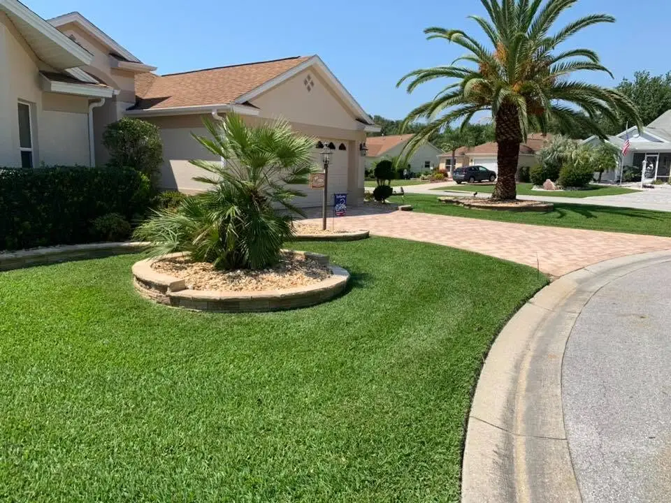 Healthy Florida lawn and landscaping maintained with routine lawn treatment
